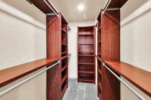 Guest Walk in closet with light colored carpet