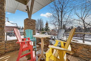 View of snow covered patio