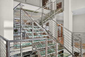 Staircase with a high ceiling