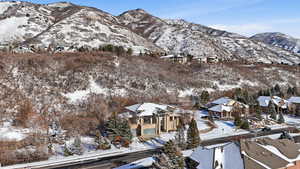 View of mountain background featuring nearby suburban area