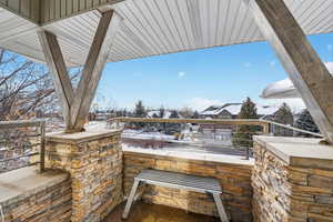 View of snow covered patio