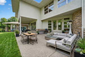 View of patio featuring french doors and outdoor lounge area
