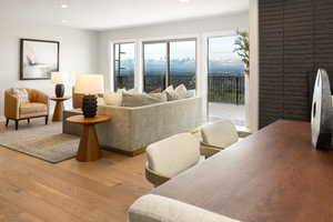 Oquirrh Mountain and city views from living room.