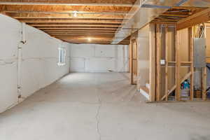 Basement with electric panel
