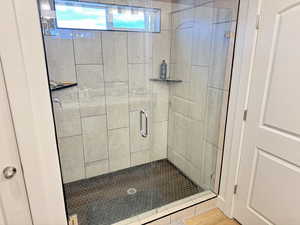 Bathroom with a shower stall