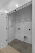 Laundry area featuring washer hookup, electric dryer hookup, electric panel, and gas dryer hookup