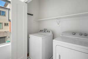 Laundry area with washing machine and dryer