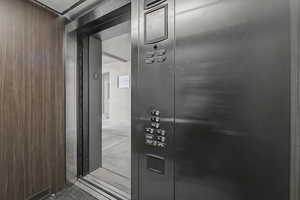 Elevator with wood walls