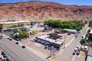 Bird's eye view of a mountain backdrop