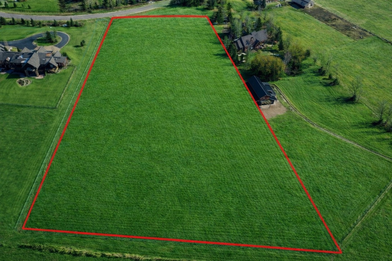 Overview of rural landscape featuring property parcel outlined. Lines are approximate and not right on the property lines but pretty close.