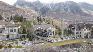 View of mountain background with nearby suburban area