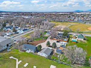 Aerial perspective of suburban area