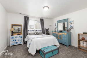 Master Bedroom featuring baseboards and dark carpet