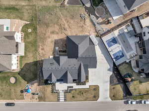 Aerial perspective of suburban area