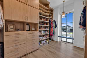 Walk in closet featuring light wood finished floors