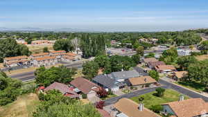 Aerial perspective of suburban area