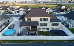 Aerial perspective of suburban area