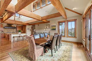 Dining room with light wood-style floors