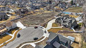 Aerial perspective of suburban area