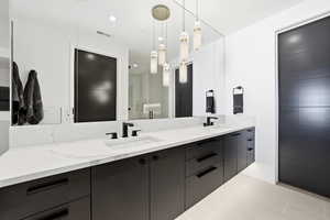 Double Sink Vanity with under counter lighting