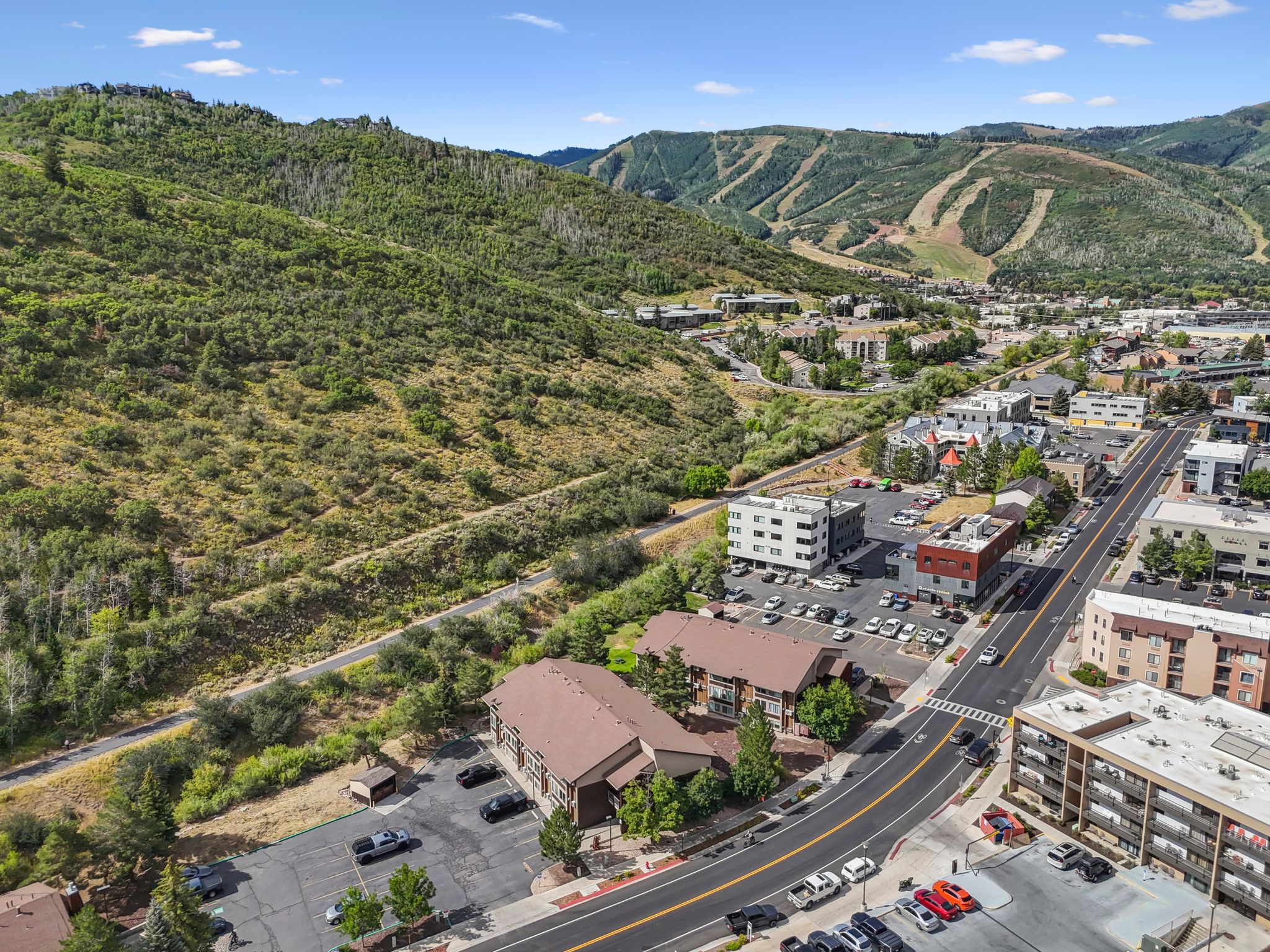Bird's eye view of a mountain backdrop