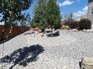 View of fenced backyard