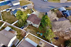Aerial perspective of suburban area