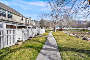 View of yard featuring a residential view