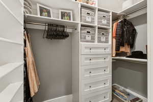 View of walk in closet