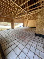 View of unfinished 3 car garage