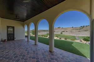 View of patio / terrace featuring a ceiling fan