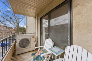 Balcony with radiator heating unit