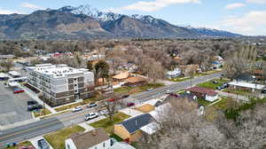 Aerial view of a mountainous background