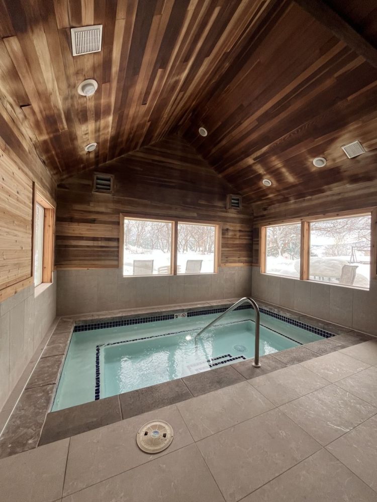 View of pool featuring a Sauna