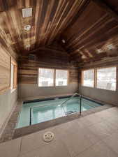 View of pool featuring a Sauna