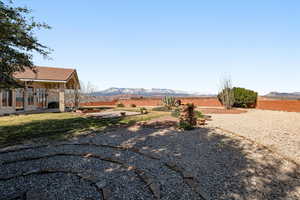 View of yard featuring a mountain view
