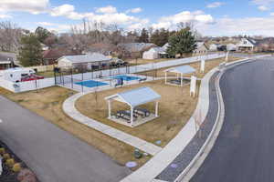 View of community with a residential view and a patio area