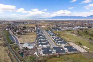 Aerial perspective of suburban area with a golf course