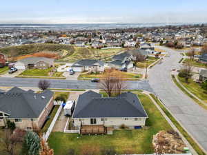 Aerial perspective of suburban area