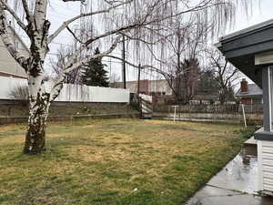 View of fenced backyard