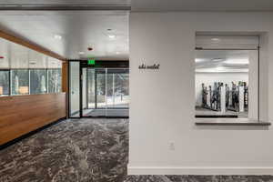 Hallway with recessed lighting