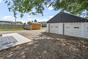 View of detached garage