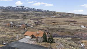 View of mountain background with rural landscape and a desert landscape