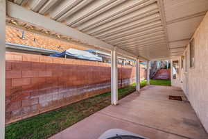 Backyard patio with low maintenance cover