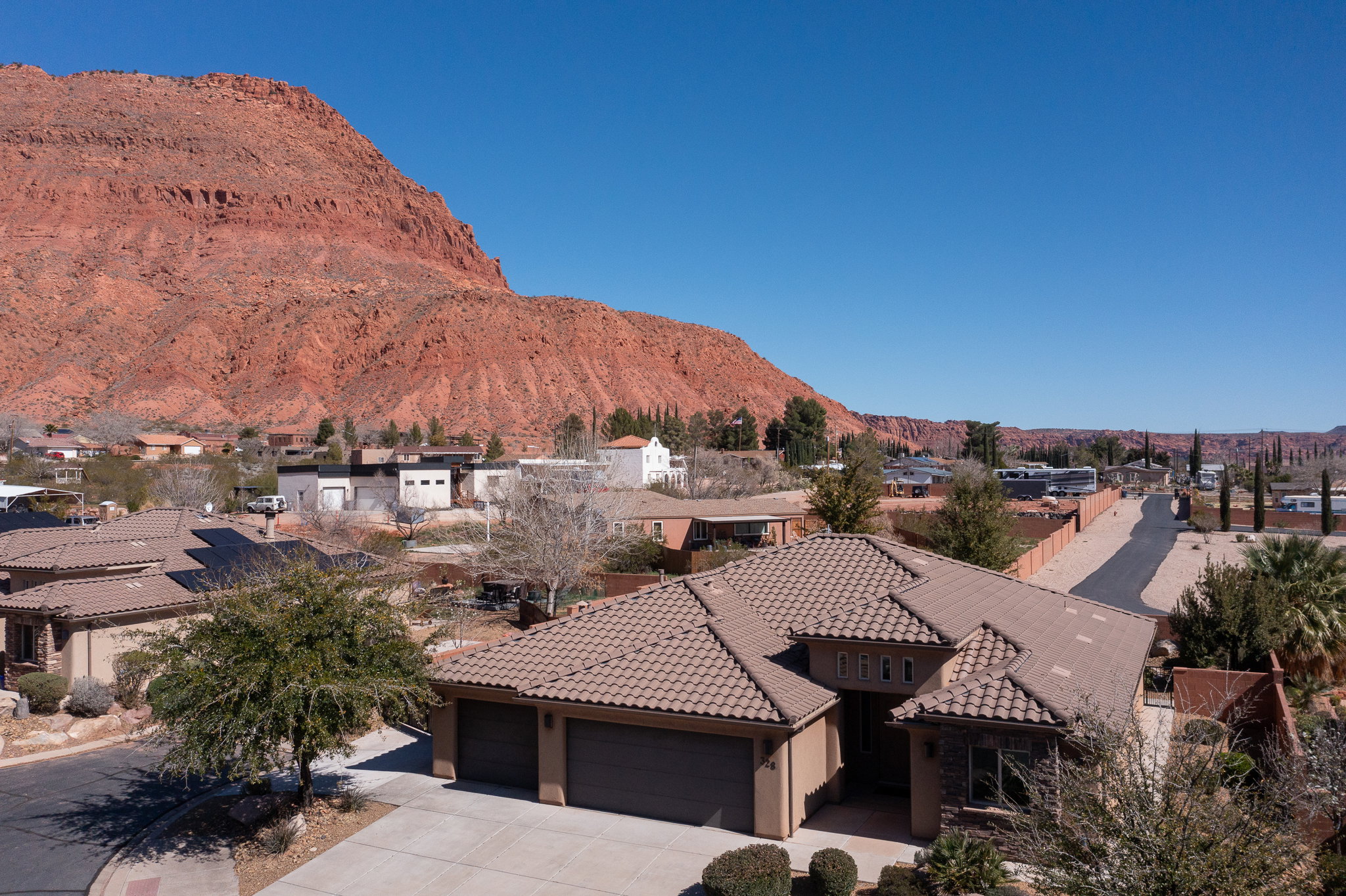 Mountain view with nearby suburban area