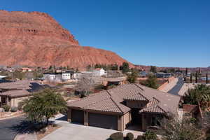 Mountain view with nearby suburban area