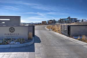 View of road with a mountain view and curbs