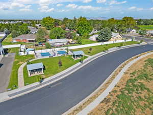 Aerial perspective of suburban area