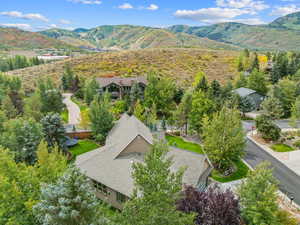 Drone / aerial view of a mountainous background