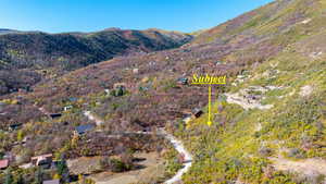 Aerial view of the property and view up the canyon